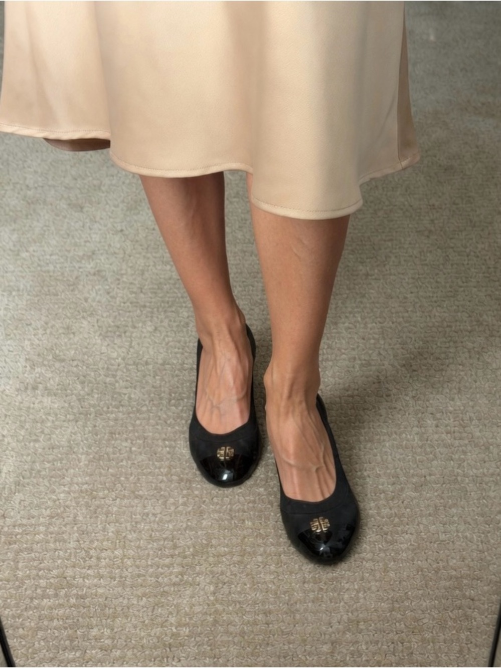 Tory Burch Black Leather Cap-Toe Wedge Heels - Picture 7 of 7